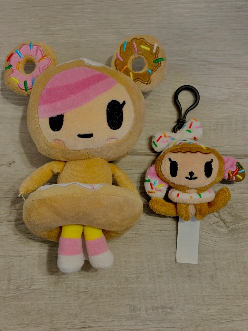 TokiDoki Donutella & Donutina Plush Figure & Clip Duo Donut Sprinkles Y2K Style